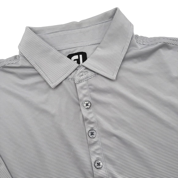 FootJoy Other - FootJoy Polo Men Large Grey White Micro Stripe Performance Golf Short Sleeve